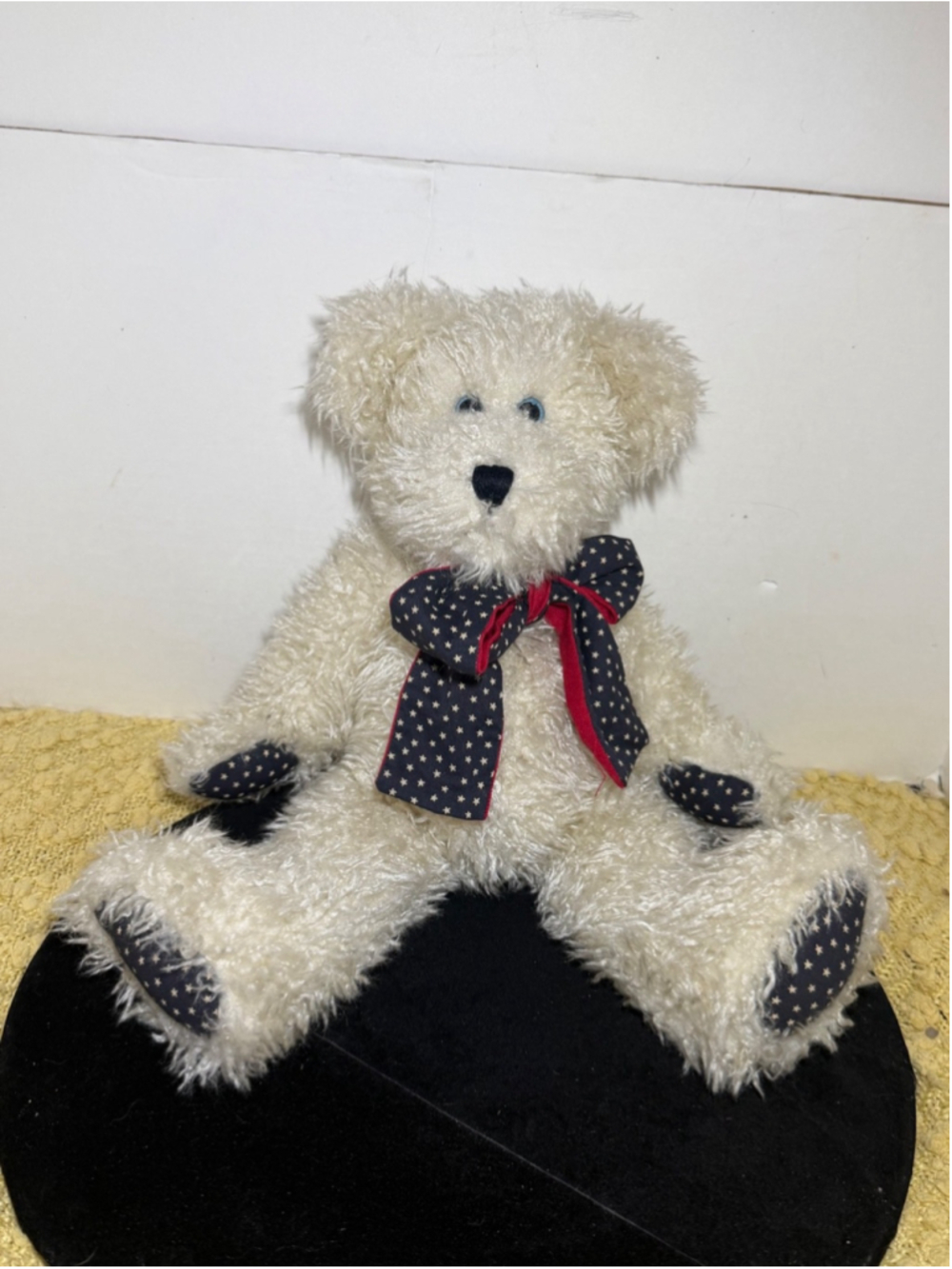 Boyds Collection Ltd 1998 Plush Teddy Bear White Patriotic Star Bow Stuffed Anim - Picture 3 of 13